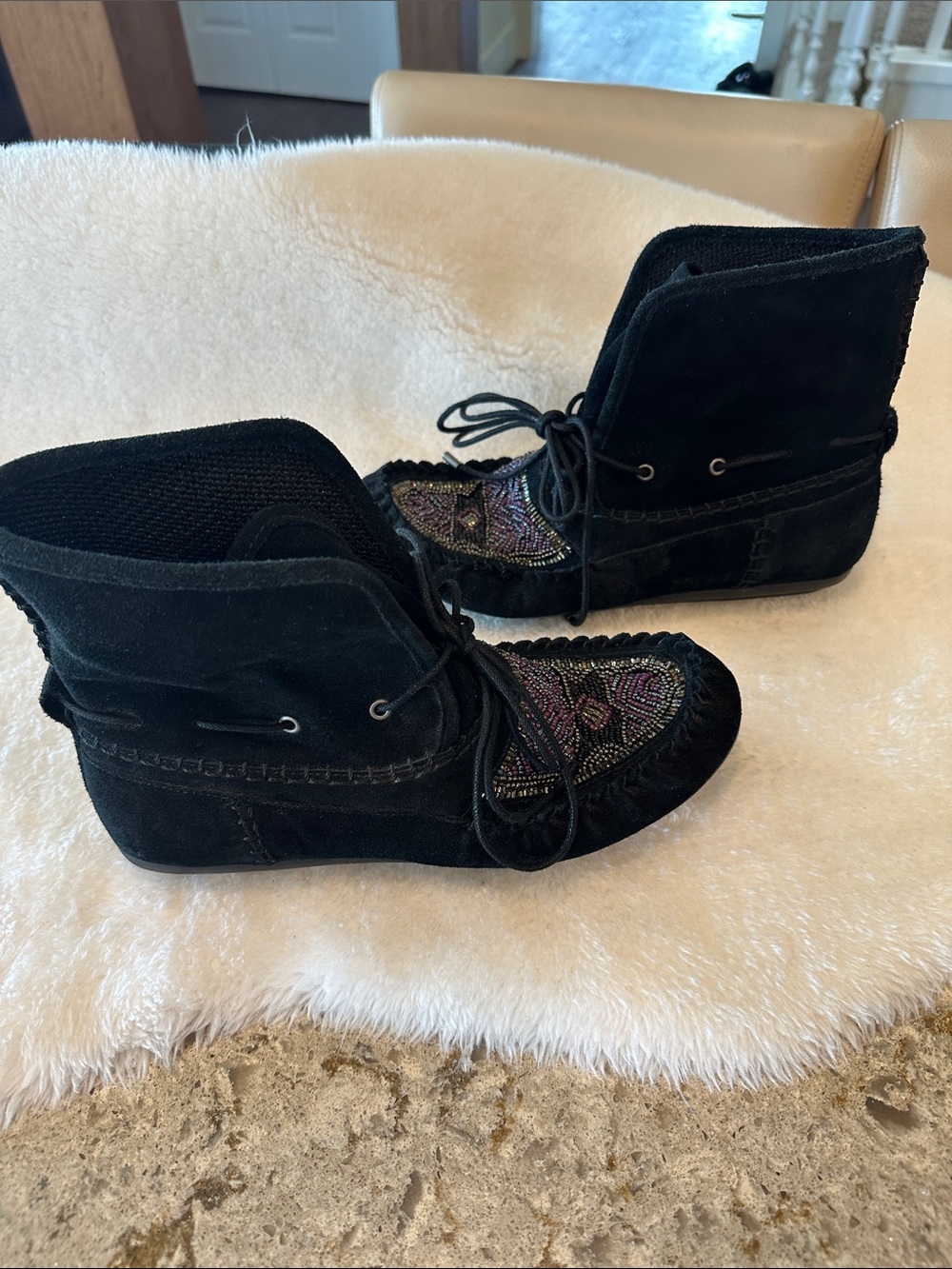 The Sak Helena suede beaded moccasins